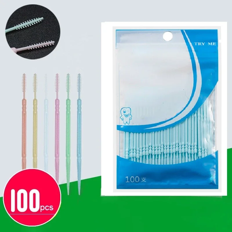 Dental Floss Picks - 100 шт. двуглавая зубная щетка, зубочистка,