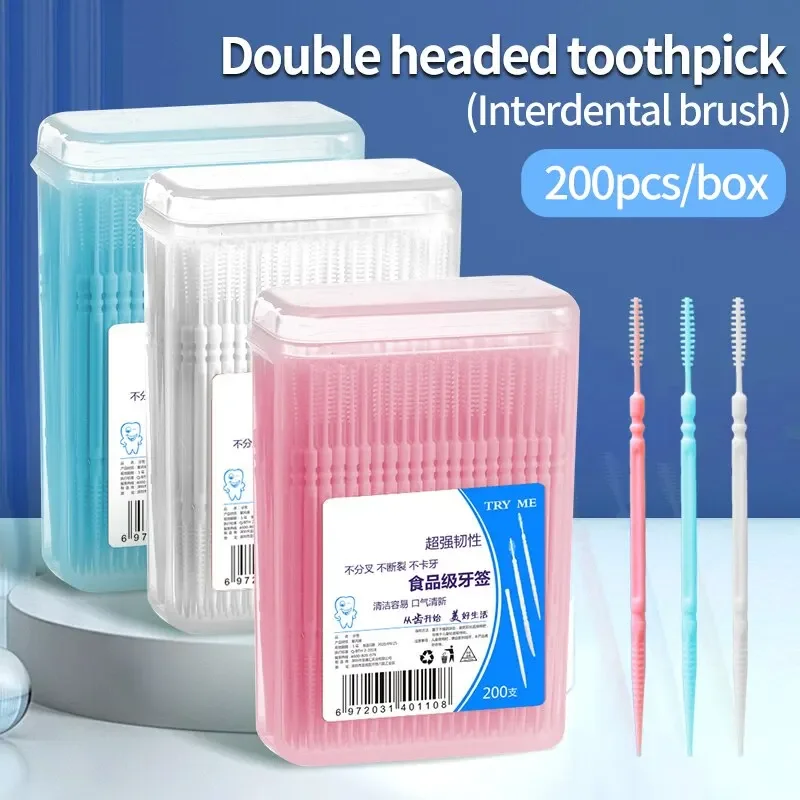 Dental Floss Picks - Популярные двухсторонние зубочистки, 200 штук, ультратонкие