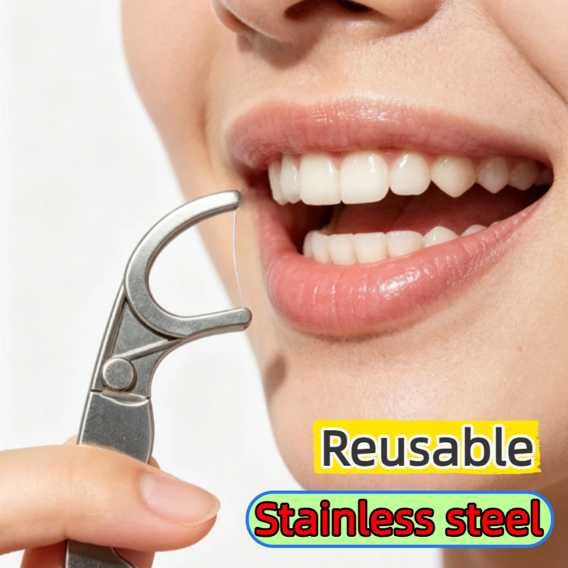 Dental Floss Picks - Многоразовые зубочистки из нержавеющей стали, набор