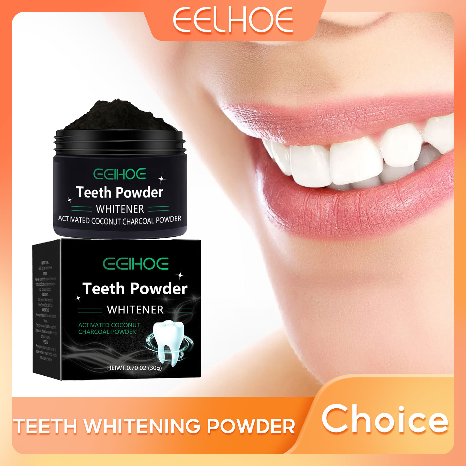 Угольный порошок EELHOE для от – обзор и цена Teeth Whitening Charcoal Powder